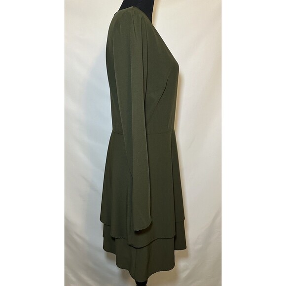 HUTCH Olive Green Cami Long Sleeve Career Mini Dress SIZE 12 - Picture 7 of 13